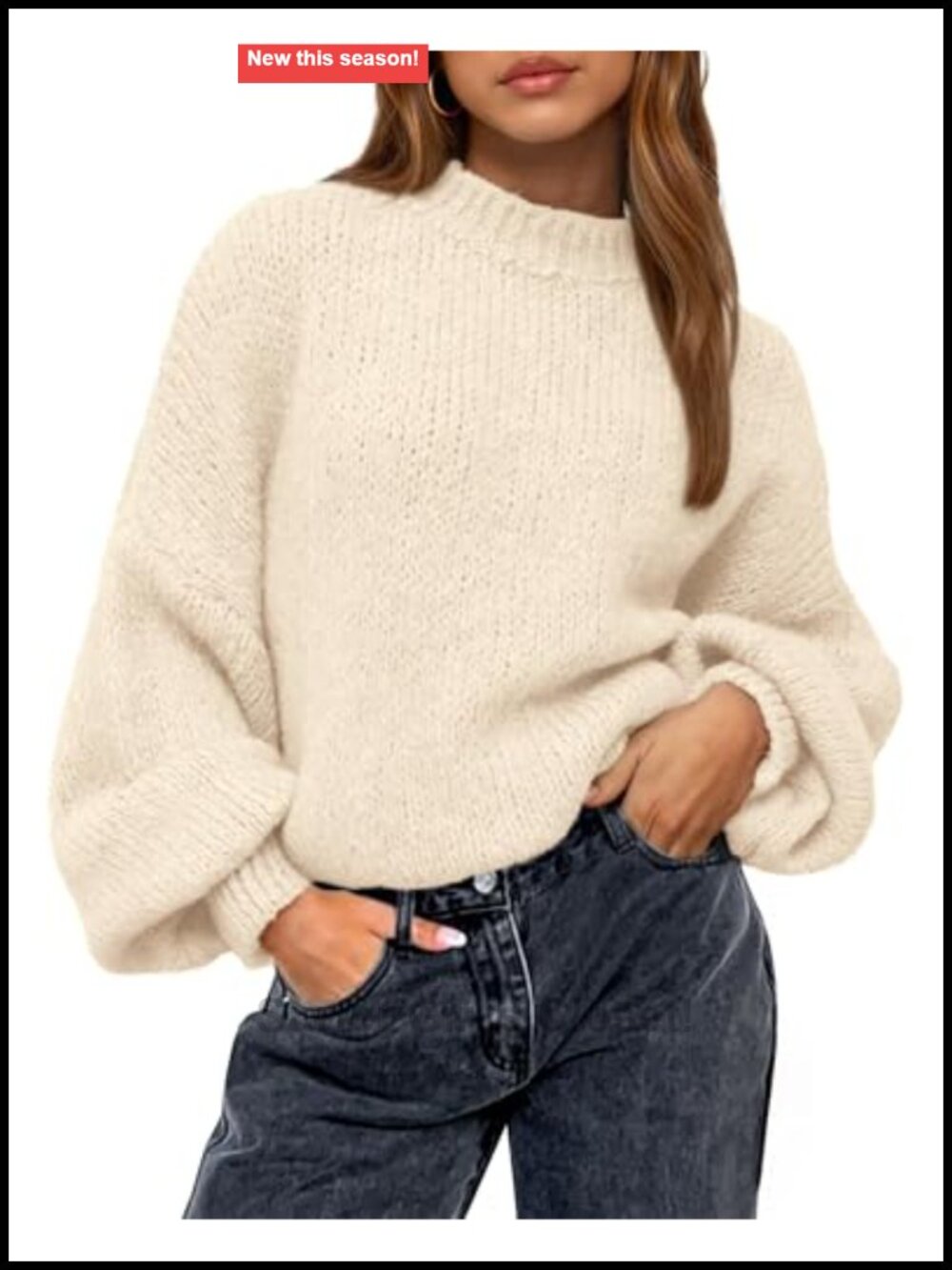 Oversized Crewneck Knit Pullover Sweater Long Sleeve Fall Winter Tops